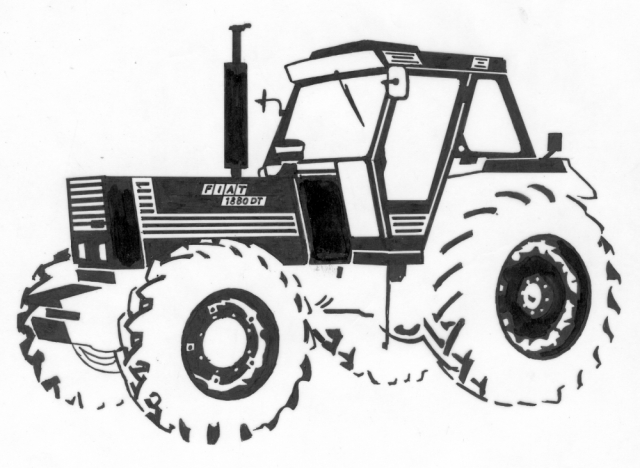 Gezandstraalde afbeelding van een tractor dat mogelijk is op een grafmonument