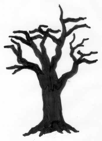 Een afbeelding van een donkere boom die kan worden gezandstraald op een grafmonument