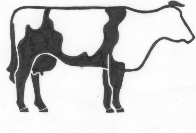 Een afbeelding van een koe die kan worden gezandstraald op een grafmonument