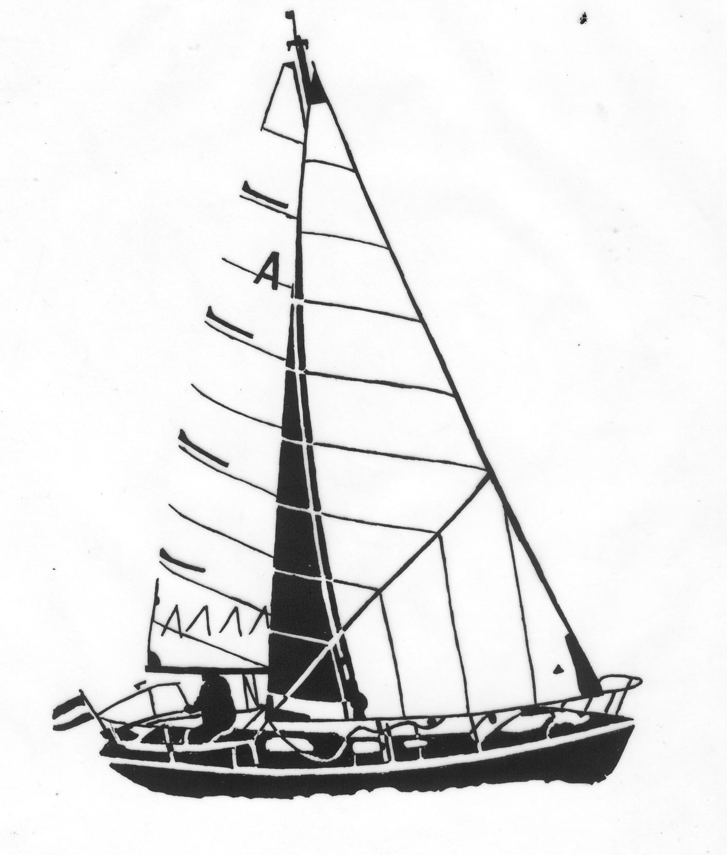 Een afbeelding van een zeilboot die kan worden gezandstraald op een grafmonument