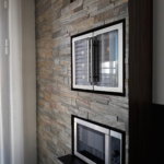 Rockwall muur met ingebouwde oven