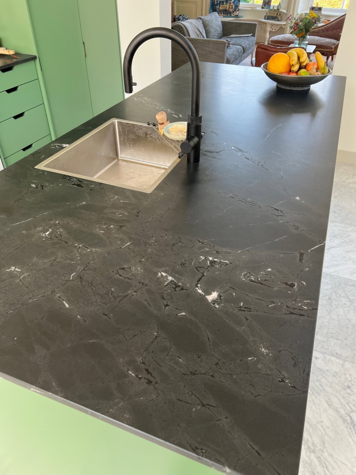 Aanrechtblad zwart natuursteen scaled
