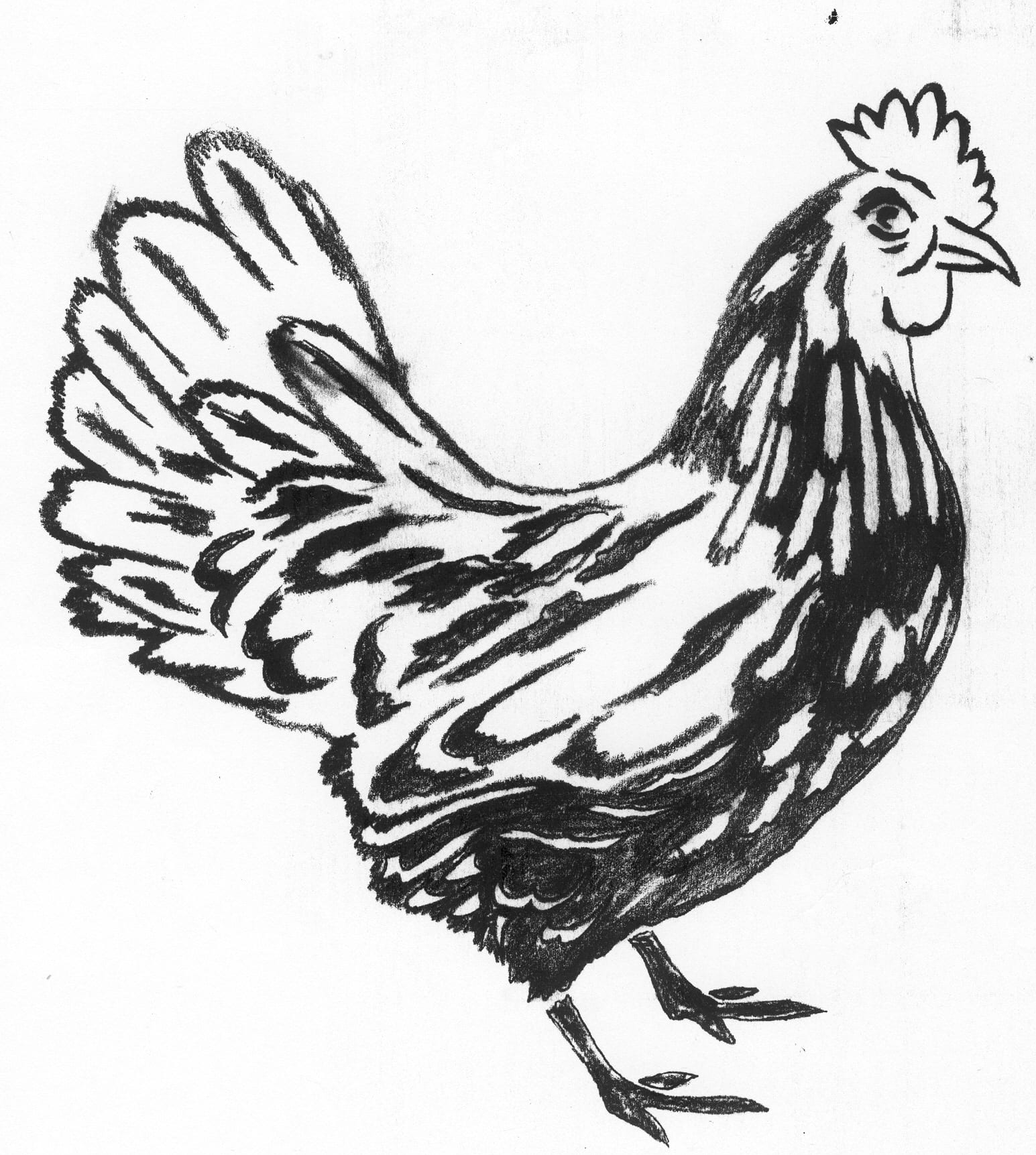Een afbeelding van een kip die kan worden gezandstraald op een grafmonument