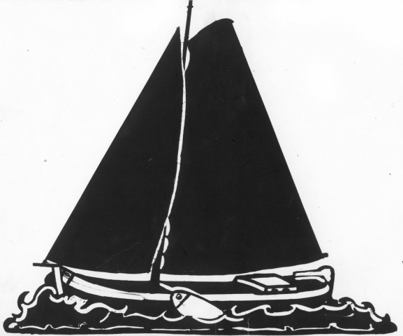 Een afbeelding van een donkere zeilboot die kan worden gezandstraald op een grafmonument